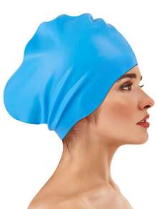 Gorro de natación extra grande para mujeres y hombres, diseño de cola de caballo para cabello muy largo, grueso, rizado y rastas, trenzas, afros. Silicona para mantener el cabello seco. Esencial de playa, accesorio de playa, flotador de piscina