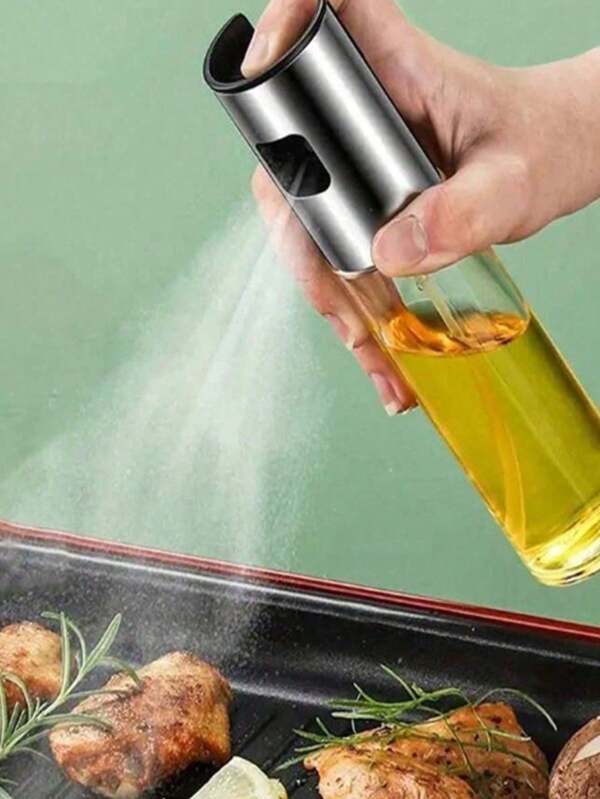 1PC Kitchen Oil Spray Condiment Bottle,Refillable Glass Oil Sprayer For Cooking, Stainless Steel Fine Mist Olive Oil Dispenser, Reusable Kitchen Oil Mister For BBQ, Baking, And Salad, Convenient Food Sprayer With Even Coverage, Easy To Clean And Fill, Ideal For Health Conscious Cooking, Durable And Leak-Proof Design, Perfect For Control Of Oil Use.