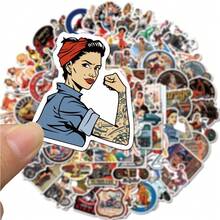 100 piezas/Paquete Pegatinas vintage de chica marinera con estética romántica, calcomanías de vinilo lindas y divertidas para decoraciones de fiesta, regalos, equipaje, monopatín, tazas, cascos, papelería - Negro - Ver 1