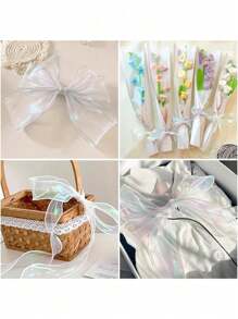 10 Yardas 4CM Cinta de organza iridiscente transparente y ancha para decoración de flores, ramos, guirnaldas, bodas, fiestas de cumpleaños, regalos de Navidad, lazos para el cabello y decoraciones
