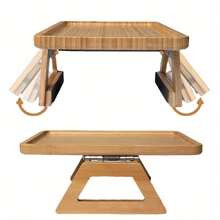 Couch Arm Table, Sofa Arm Tray With 360° Rotating Phone Holder & Cup Holder, Folding Anti-Slip Sofa Arm Table, Bamboo Couch Tray Clip On Side Table For Eating, Snacks, Phone, Remote, Cups, Portable Sofa Table For Remote Snack