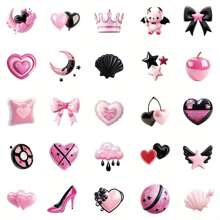 50PCS Black Pink Cute Graffiti Sticker Decoration Suitcase Water Bottle DIY Water Cup Notebook Skateboard Luggage Helmet Self-Adhesive