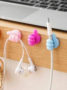 30pcs Colorful Silicone Thumb Wall Hooks - Self-Adhesive, No-Drill Cable Clips & Key Hangers, Easy Installation For Keys, Earphones & More, Damage-Free Room Decor Back To School