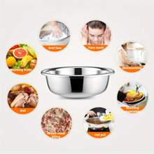 1-2pcs Extra Large Stainless Steel Bowl, Thicker Mixing Bowl, Face Wash Basin 14inch/36cm And Vegetable Washing Basin, Household Laundry Tub,School Supplies
