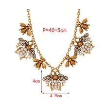 1pc Punk Style Elegant And Fashionable Multi-Color Alloy Titanium Steel Encrusted With Artificial Crystals Faux Pearl Bee Pendant Necklace Party Music Festival Banquet Wear, Men And Women's Versatile Models, Gifts For Friends And Classmates Bee Lovers - Multicolor - View 9