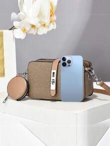 2 件 PU 格纹手提包套装，包括零钱包和卡夹，优雅时尚手提包，多功能大容量单肩包，时尚设计，新款格纹方包时尚女士手提单肩包，百搭休闲大容量，配有配饰，适合旅行、购物、单肩或斜挎