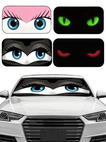 1 pieza Parasol para parabrisas de carro, Visera solar plegable con forma de ojo de carro divertida, bloquea los rayos UV para mantener el interior del carro fresco, Tamaño: 59.06 pulgadas * 27.5 pulgadas