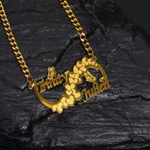 Atoztide personalisierte Namenskette für Frauen, aus Edelstahl mit Herz-Gravur und Namensplakette, Choker-Gliederkette, Schmuckgeschenk 250409