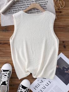 春夏新款圆领女背心柠檬印花白色夏季T恤简约时尚适合通勤夏季女上衣 - 白色 - 查看 2