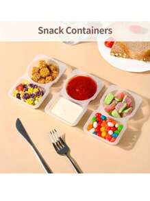 20pcs Portable Dual Compartment Condiment Containers - Reusable Plastic Sauce And Dip Trays, Multi-Function Dip Cups With Lids, Salad Sauce Take-Out Containers, Seasoning Boxes With Dual Compartments, Dual Compartment Snack Containers For Take-Out Sauces, Back To School, Halloween, Travel Snacks And Sauces, Beach Snacks, Christmas, Halloween, Mother's Day, 4th Of July, Parties, Birthday Parties, Gatherings