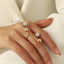 1pc Fashion Elegant Simple Bead Ring - X2293 Gold - View 4