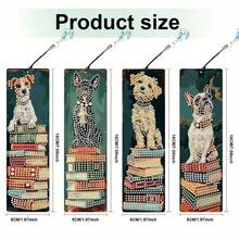 4pcs Set - Animal Pet Dog Pattern - Sparkling DIY Diamond Tassel Bookmarks Set, Unique Handmade Gift Set, Pendant Art Gift, Suitable For Book Lovers And Crafters - Multicolor - View 2