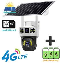 SWVW Telecamera di sicurezza CCTV V380 Pro 3 con doppio obiettivo, 12MP, 6K PTZ, sim 4G, alimentata a pannello solare, impermeabile, senza fili, per uso interno ed esterno