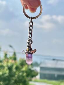 1pc Women Exclusive Vintage Hexagonal Pillar Pendant Necklace With Natural Stone Witch Hat Charm, Simple Personalized Choker For Halloween Party
