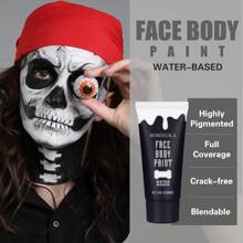 Pintura facial, maquillaje de Halloween blanco, pintura facial lavable blanca a base de agua para maquillaje teatral, maquillaje de carnaval, cosplay payasos joker