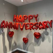 18pcs/Set Happy Anniversary Decoration Balloons Garland (Red, Gold, Silver, Rose Gold), Heart Foil Balloons, Suitable For Valentine's Day, Anniversary, Engagement, Wedding, Romantic Home Decor, Romantic Holiday Decoration, Party Decor - Multicolor - View 8