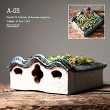 AAMTE Chinese Style Decor Planter, Bamboo & Succulent Ceramic Zen House Home Decoration, Miniature Landscape Plant Pot, No Plants Included, Suitable For New Year, Party, Christmas Gifts, Holiday
