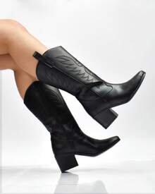 bota western mujer, bota vaquera bordada, bota cowboy punta afilada, bota estilo tejano, bota western