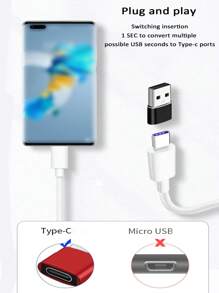 1pc USB To Type-C Adapter, Suitable For Charging & Data Transfer Between Phones, Computers, Cameras With USB To Type-C Interface