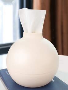 1pc Creative Matte Tissue Box, Circular Napkin Dispenser For Home, Living Room, Bathroom, Bedroom, European Style Back To School - White - View 8