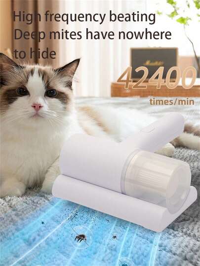 1pc Dust Mite Remover, Vacuum Cleaner, Handheld Mattress Vacuum Cleaner With Ultra-Strong Suction And Low Noise, Washable Filter, For Deep Cleaning, Cordless Handheld Vacuum Cleaner For Mattress, Effectively Cleaning Beds, Sofas, Pet Hair And Carpets, Cleaning And Dusting Supplies