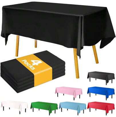 Plastic Table Cloth Rectangle Table 4 Pack, 54''*108'' Tablecloth For 6ft Tables, Table Cloth For Disposable Use, Table Cover For Holiday Party, Gathering