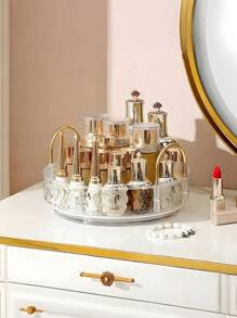 Rotating Cosmetic Storage Box, Bathroom Rotating Makeup Rack, Large Capacity Makeup Storage Vanity Organizer, Suitable For Cosmetics, Perfume, Skin Care, Lipstick (Transparent),For Holiday Beach, Bathroom Collection, Bedroom Collection, Large Capacity