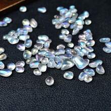 1 stuk 100/200 g natuurlijke maansteenkiezels, voor aquariumdecoratie, sieraden maken en woonaccessoires - regenboogblauwgroene tot witte semi-transparante stenen, geschikt voor glazen containers, vazen en plantenaccessoires, woonaccessoires | Natuurlijke decoratie | Glanzende uitstraling, aquariumdecoratie-accessoire