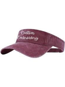 1 Pc,Unisex,Washed Pigment Dyed Visor With Embroidery, Personalization With Your Logo Or Text,Personalized Tennis Hat Sun Hat, Sport Cap, Baseball Cap, Tennis Cap, Sun Visor Hat, Hen Party Hat, Beach Hat, Outdoor Sun Hat, Baseball Hat - A - View 4