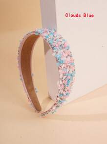 1 pezzo Fascia per capelli per ragazze di colore candy con strass e perle brillanti, fascia elastica antiscivolo larga, accessorio carino e morbido per capelli con decorazione a cuore, adatto per lavarsi il viso, regalo per le vacanze, per uso quotidiano