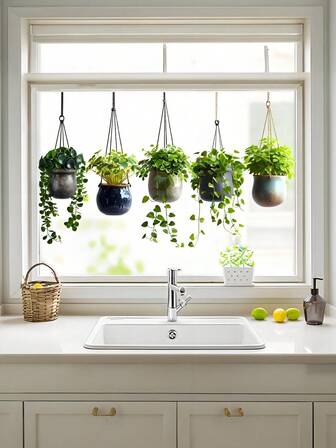 1pc Hanging Green Potted Plant Window Clings Tropical Botanical Green Plant Glass Sticker Decal Window Stickers Removable Bonsai Wall Decals Peel And Stick Art Murals For Bedroom Livingroom Office Kitchen Wall Art Wall Decor Room Decor Personalised Stickers Kitchen Decor