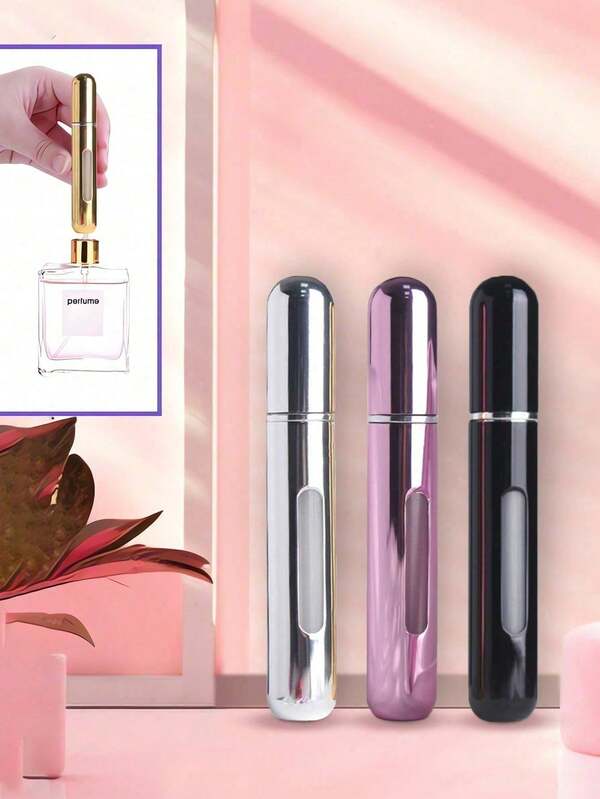 3 piezas Botella de perfume recargable de 8ml, atomizador portátil de perfume para viajes, contenedor de líquido para cosméticos, conveniente y de larga duración, esencial para viajes, opción ideal para regalos y de vuelta a la escuela