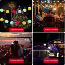 Solar Crystal Ball Lights 39FT - 100LEDs Wedding Decor With 8 Modes - IP65 Waterproof Hanging Lights For Garden Arch & Reception - Romantic Colored Light