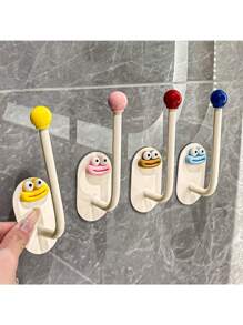 4pcs Multi-Purpose Hanging Hooks, Creative Hair Ties Hair Hoops Organizer Racks, Hairpins Hairbands Elastic Ponytail Holders Adhesive Hooks, Jewelry Accessories Storage