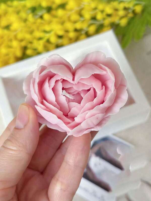 3D "Heart-Shaped Rose Wedding Mold" Bride's Companion DIY Scented Candle Set, Wedding Decor Tabletop Ornaments, Romantic Scene Arrangement, Silicone Heat Resistant Reusable