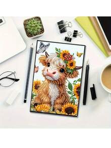 1 件 DIY 钻石画艺术笔记本套装、可爱公牛笔记本、成人素描本钻石画笔记本、不对称形状数字手绘笔记本套装、毕业生日节日创意礼品套装，适合学习和办公室 - 彩色 - 查看 8