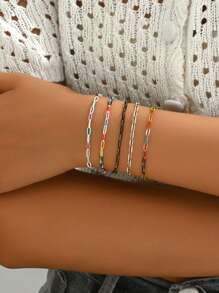 1 pieza Brazalete de cadena de cobre de colores a la moda, accesorio casual diario unisex, regalo para ocasiones especiales