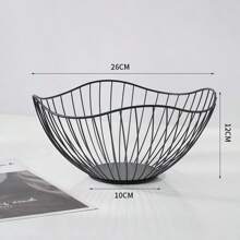 1 pieza Cesta de frutas de hierro con diseño elegante, bandeja para frutas y aperitivos para el hogar, resistente al óxido y a la corrosión, diseño hueco para ventilación y retención de agua, apto para almacenamiento de frutas y aperitivos envasados en el hogar/sala de estar