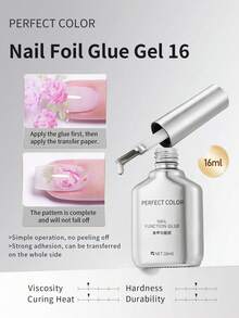 16ml Gel de transferencia de láminas de color perfecto para uñas, adecuado para transferencia de pegatinas de uñas, arte de uñas, esmalte de gel DIY, manicura en casa, regalo para mujeres, requiere el uso de lámpara LED para uñas - transparente - Ver 8