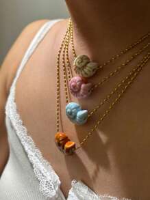 Nuevo collar de mujer de acero inoxidable con cuentas y colgante de concha cerámica, collar de moda multicolor personalizado para vacaciones, viajes y uso diario
