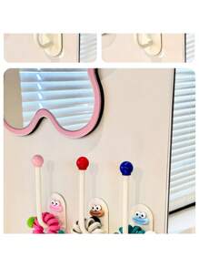 4pcs Multi-Purpose Hanging Hooks, Creative Hair Ties Hair Hoops Organizer Racks, Hairpins Hairbands Elastic Ponytail Holders Adhesive Hooks, Jewelry Accessories Storage