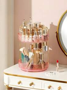 Rotating Cosmetic Storage Box, Bathroom Rotating Makeup Rack, Large Capacity Makeup Storage Vanity Organizer, Suitable For Cosmetics, Perfume, Skin Care, Lipstick (Transparent),For Holiday Beach, Bathroom Collection, Bedroom Collection, Large Capacity