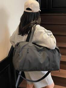 NingJia Stylish Women's Wet & Dry Separation Gym Bag, Waterproof Large Capacity Yoga Tote Bag, Patent Leather Carry-On Handbag For Short Trip, One Shoulder Crossbody