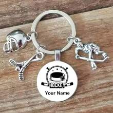 Personalized Keychain, Customizable With Name And Number, Designed Specifically For Private Ice Hockey Players, Hand-Painted Patterns, Fashionable Ice Hockey Fan Gift Keychain - Multicolor - View 7