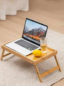 1pc Foldable Laptop Desk Tray, Suitable For Bed, Sofa, Outdoor Picnic, Eating Snacks And Working, Natural Material With Varied Texture, Detachable Accessories (Gifts For Father's Day, Mother's Day, Back To School)