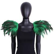 أكتاف زخرفية بريشات صناعية سوداء متوسطة الحجم بطراز جوثي للنساء والرجال، مناسبة لحفلات عيد الميلاد الحمراء والكرنفالات، مصنوعة من ألياف البوليستر، مثالية لتنكرات وأدوات الزي في مناسبات الهالوين - A - مشاهدة 14