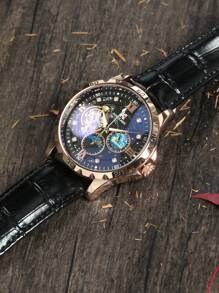 AOKULASIC 1 Stück Mode Luxus Tourbillon Skelett Automatik mechanische Uhr für Herren mit leuchtenden Zeigern, Lederarmband, Business Lässig Uhr als Geschenk