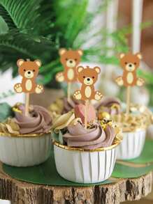 20pcs Of Cute Teddy Bear Cupcake Decorations, Toothpicks, Cocktail Sticks, Kimchi, Dessert Fruit Forks, DIY Cupcake Decorations For Weddings, Birthday Parties, Bridal Showers, Graduation Decorations, Wedding Party Decorations, Tableware Accessories