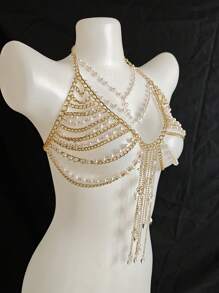 Sexy Lingerie Body Chain For Women, Men & Crossdressers – Acrylic, Crystal, Sequins Chest Harness, Hollow-Out Pendant Vest, Hot Girl Bra Accessories For Nightclubs, Parties, Hotels, Carnivals, Couples