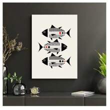 1pc Frameless Scandinavian Animal Art Canvas Printing Poster Modern Minimalist Geometric Dogfish Poster Abstract Line Wall Art Living Room Bedroom Coffee Shop Children's Room Wall Decoration Home Decoration ,Wall Art With Frame